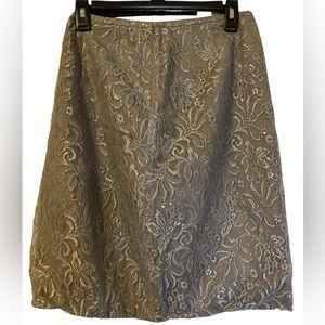 LOFT Silver Floral Skirt